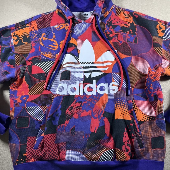 Adidas‎ CNY Hoodie Men Small Geometric Purple Orange GN5448 Streetwear - Picture 1 of 12